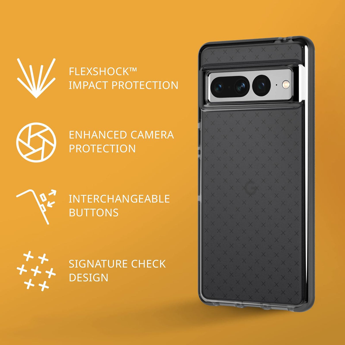 Tech21 Google Pixel 7 Pro EVO Check - Funda Ultra Protectora para teléfono con protección contra caídas múltiples de 15 pies