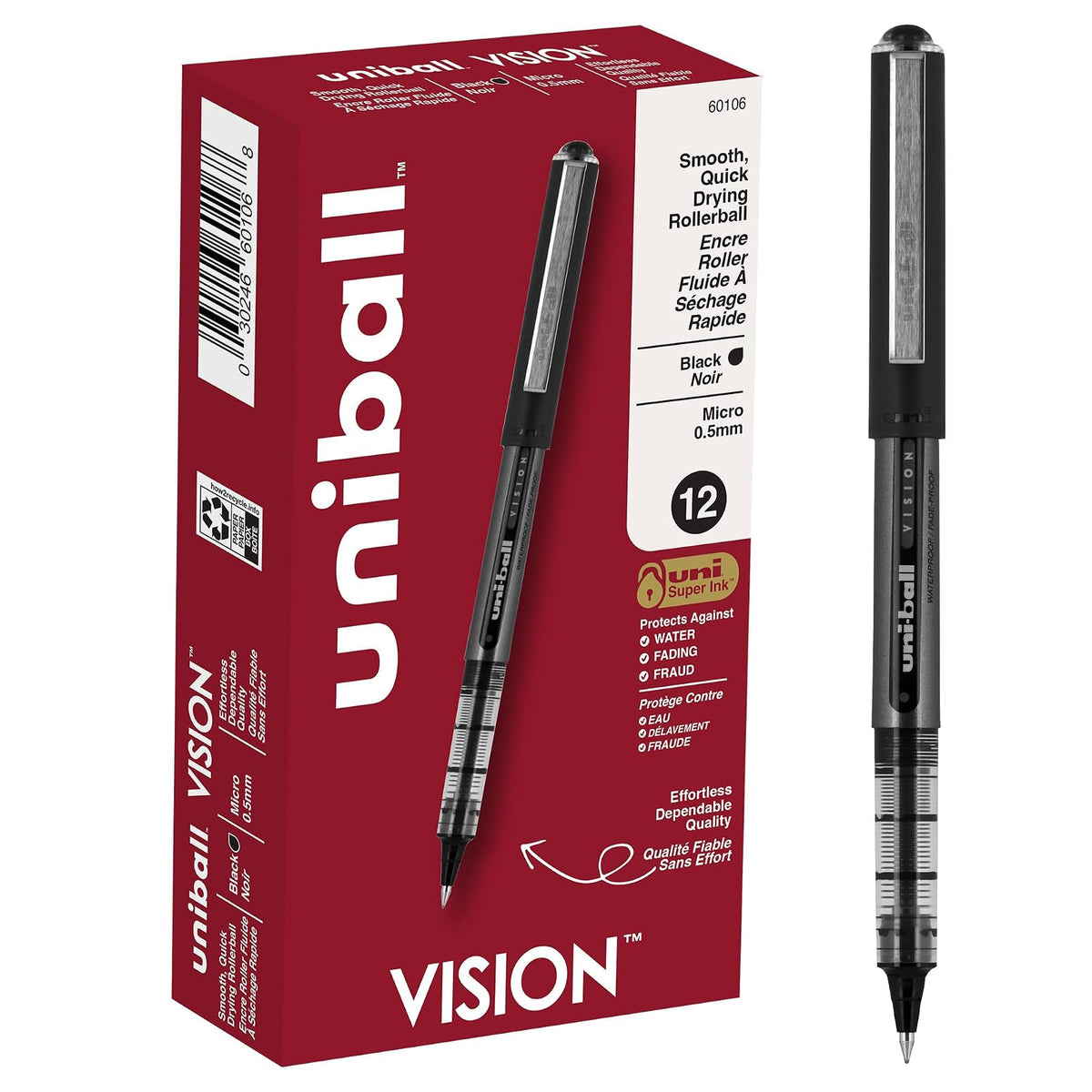 Uni-ball Air Bolígrafos de Punta Redonda Fina 0.7 mm - 12 Unidad (Paquete de 1) - Micropunto (12-Count) - Negro
