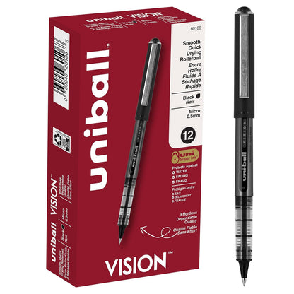 Uni-ball Air Bolígrafos de Punta Redonda Fina 0.7 mm - 12 Unidad (Paquete de 1) - Micropunto (12-Count) - Negro