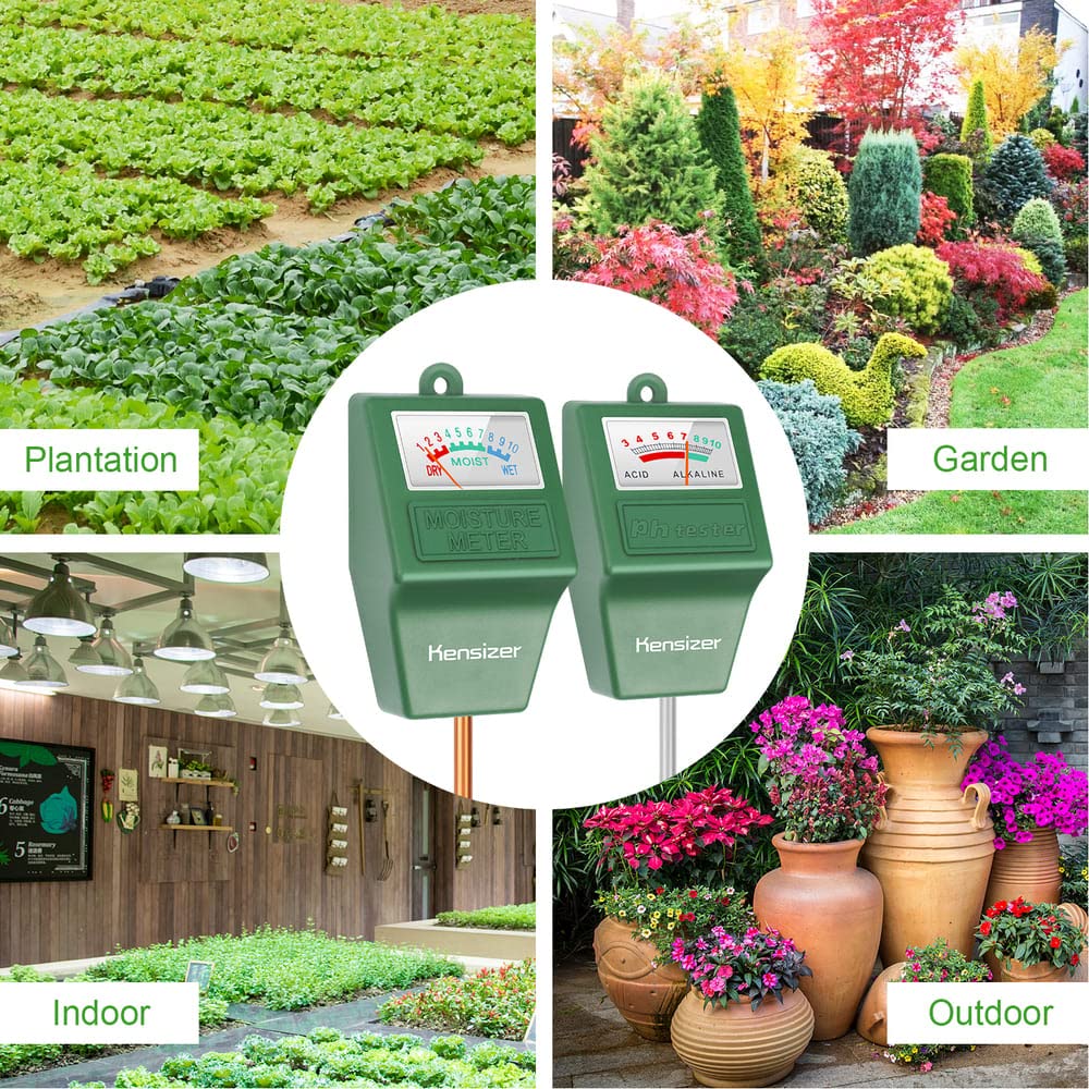Kensizer Medidor de Humedad y pH del Piso sin Batería para Plantas y Césped