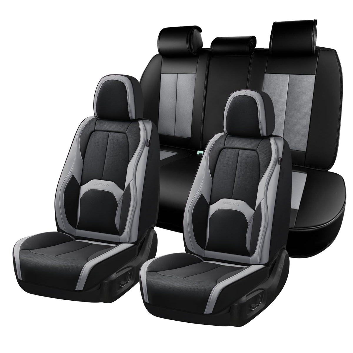 Coverado Fundas de Asiento de Automóvil, Juego Completo de Fundas de Asiento de Automóvil, Impermeable, con Soporte Lumbar, Fundas de Asiento de automóvil, Ajuste Universal para la mayoría de Automóviles, SUV