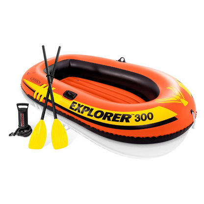 INTEX Explorer - Serie Inflable para Botes: cámaras de Aire duales, cerraduras de remos soldadas, Asas de Agarre, Cuerda de Proa, diseño Deportivo - Juego Explorer 300