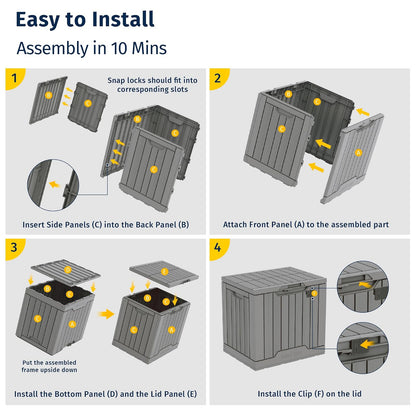 EAST OAK - Caja de almacenamiento para exteriores | Caja de 31 galones para uso en interiores y exteriores, contenedor de almacenamiento de resina impermeable con pestillo para cojines de patio,