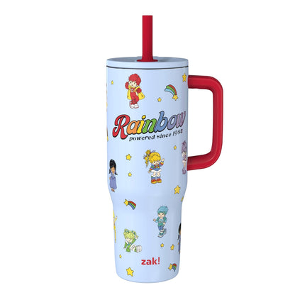 Zak Designs Vaso de Viaje Aislado con Popote, Acero Inoxidable, 30 oz - Rainbow Brite