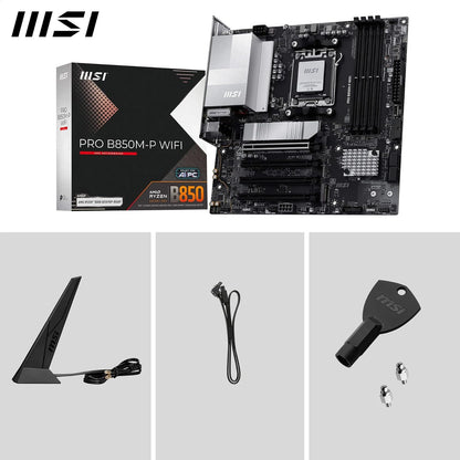 MSI Pro B850M-P WiFi Motherboard, ATX - Compatible con procesadores AMD Ryzen 9000/8000 / 7000, AM5 - DDR5 Memory Boost (8200+ MT/s OC), PCIe 5.0 x16 y 4.0 x16, M.2 Gen5, Wi-Fi 7, 5G LAN