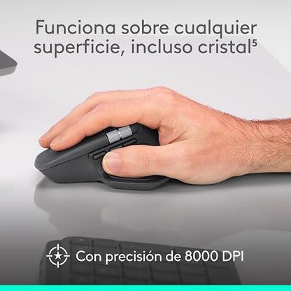 Logitech MX Master 4 Mouse Inalámbrico de Alto Desempeño, Recargable, Scrolling Ultra-rápido, 8K dpi, Seguimiento sobre Cristal, Clics Discretos, USB-C, Bluetooth, Windows, MacOS, Chrome, Blanco