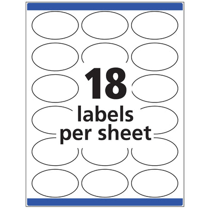 Avery 06583 Etiquetas Ovaladas Blancos para Impresora Láser E Inkjet, 270 Etiquetas