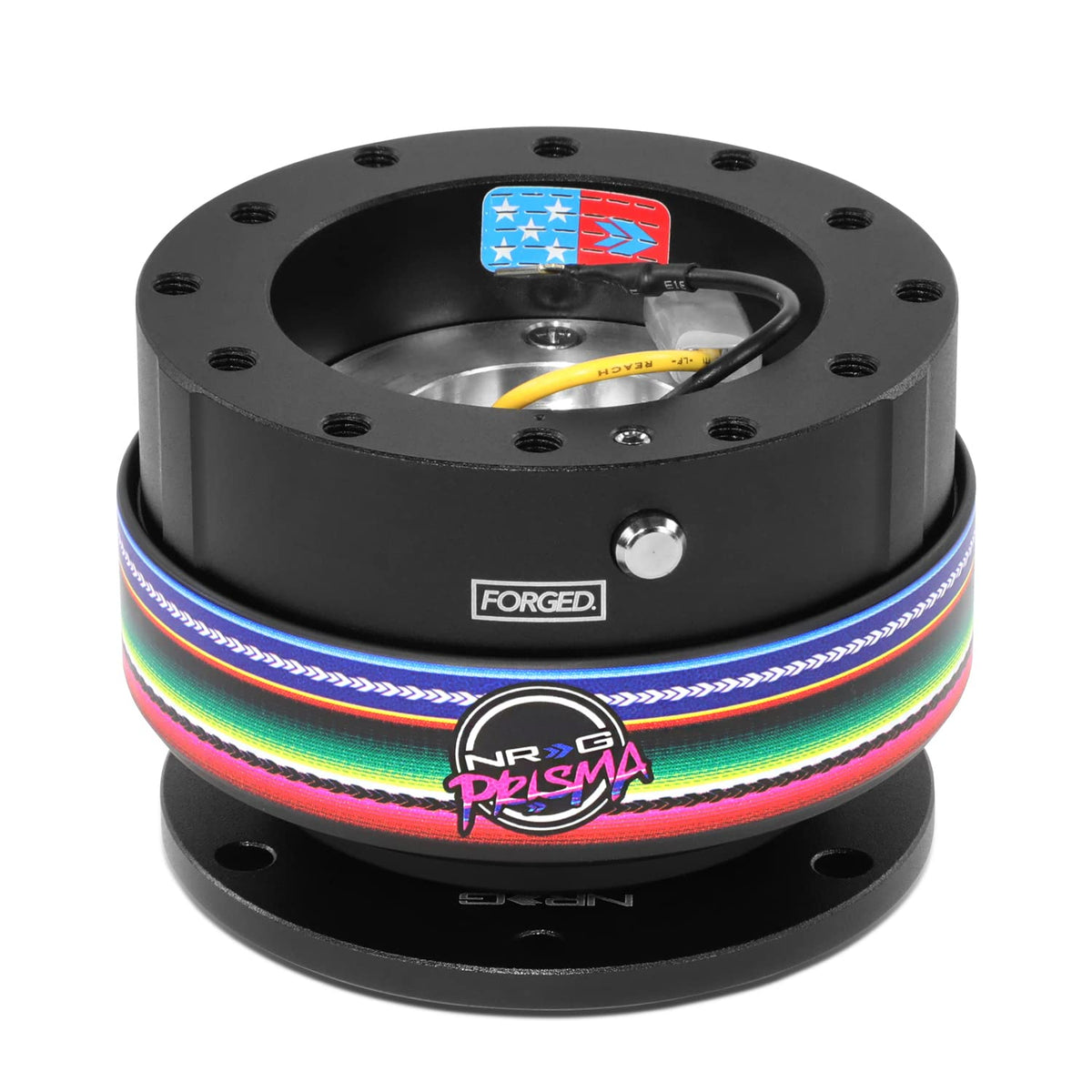 NRG Innovations NRG-SRK-200BK-MEXICALI Gen 2.0 Adaptador de Liberación Rápida para Volante, 6 Orificios, Cuerpo Negro/Anillo Mexicali