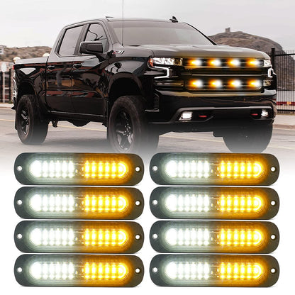 Xprite Kit 4 Luces Estroboscópicas LED de Emergencia para Rejilla - Ámbar blanco - 8PCS