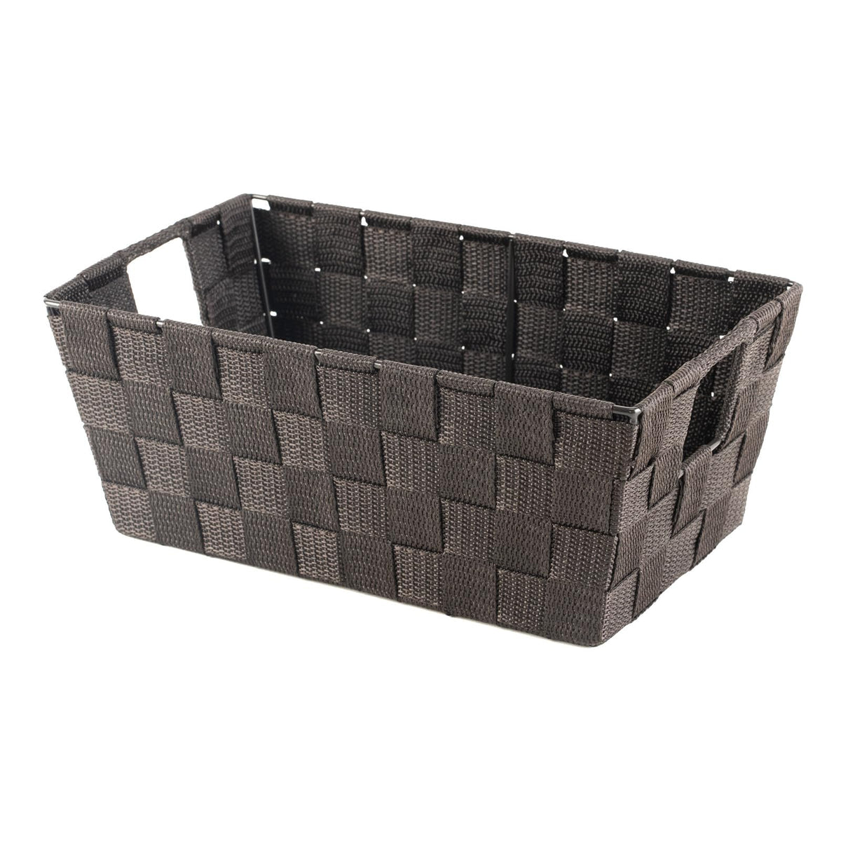 Whitmor - Cesta tejida pequeña para estante, Espresso, 1 | Espresso, 1 pieza, 11.42"x6.5"x4.53", tejido polipropileno, manijas integradas