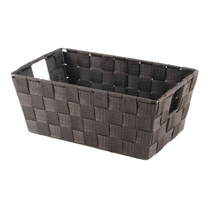 Whitmor - Cesta tejida pequeña para estante, Espresso, 1 | Espresso, 1 pieza, 11.42"x6.5"x4.53", tejido polipropileno, manijas integradas