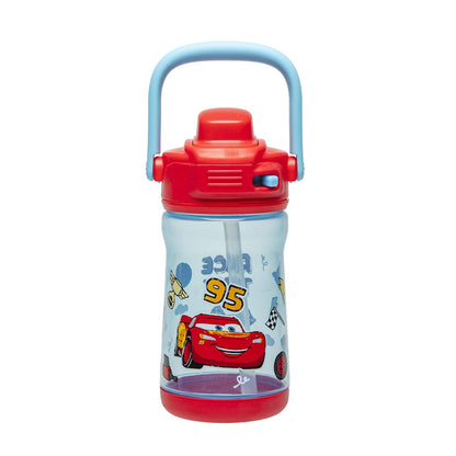 Zak Designs - Botella de agua para niños, con diseño de princesa de Disney, de plástico de 12 onzas, duradera y a prueba de fugas con boquilla de bloqueo de líquido, asa de transporte, base protectora - Disney Pixar Cars (Lightning McQueen)
