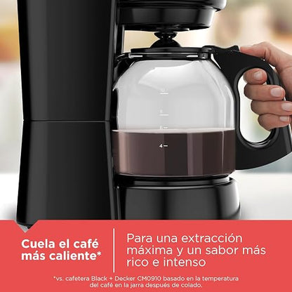 Black+Decker Cafetera 12 Tazas con Sistema de Goteo Vortex, CM0916B | Filtro permanente con función mantener caliente y dispositivo de interrupción de colado
