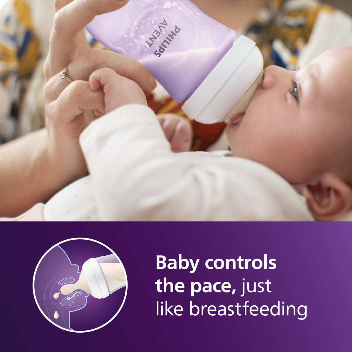 Philips AVENT Biberón natural con pezón de respuesta natural, morado, 9 onzas, paquete de 4 unidades, SCY903/34