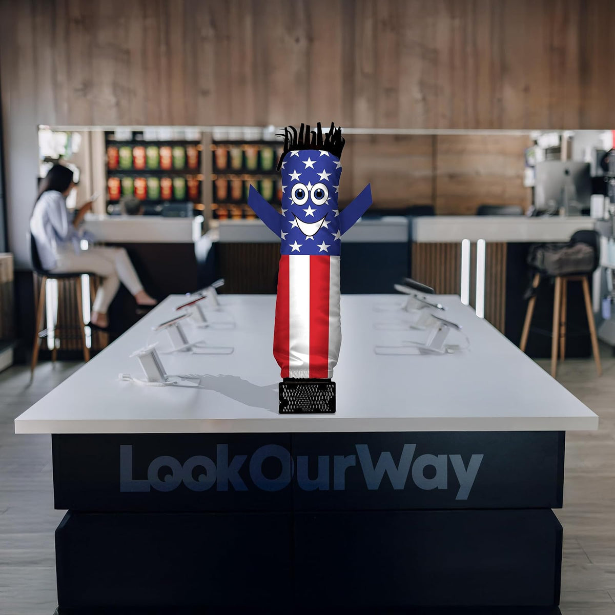 LookOurWay Air Dancers Mini Tubo 29 Pulgadas | Bandera americana, tubo inflable, soplador incluido, decoración promocional