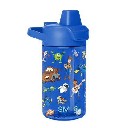 Simple Modern Summit Botella Tritan para Niños, 12 oz, Diseños con Licencia - Disney: Pixar Mashup on Blue - Tapa cubierta | 12 onzas