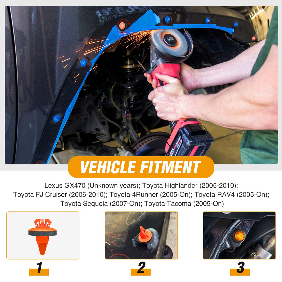 Gooacc 100 Clips de Guardabarros de Nailon para Toyota 4Runner, Tacoma, RAV4, Reemplazo 75495-35010, GRC-105