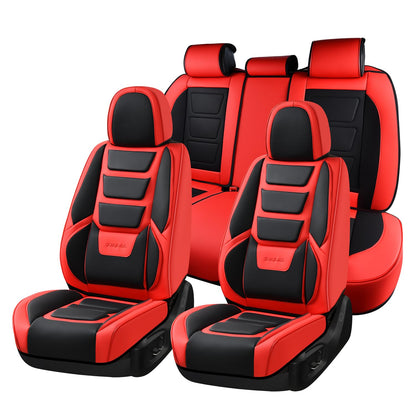 Coverado Fundas de Asiento Delantero de Piel Napa, Impermeables, Ajuste Universal - Negro_rojo - Conjunto completo