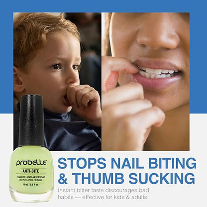 Probelle Anti-Bite - Tratamiento de mordeduras de uñas para niños y adultos - Esmalte de uñas sin mordedura para pulgares y chupar el pulgar - 9 Free - 5 fl oz (0.9 fl oz)
