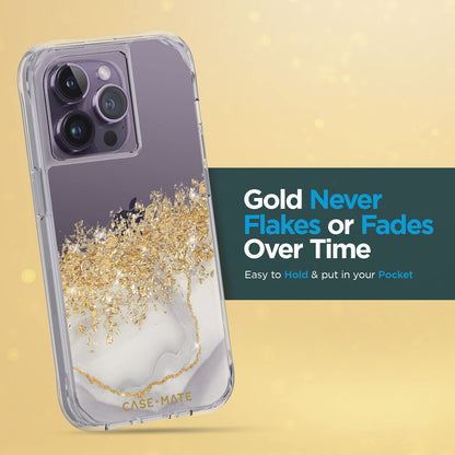 Case-Mate iPhone 14 Pro Case - Karat Marble [10FT Drop Protection] [Wireless Charging Compatible] Luxury Cover with Cute Bling Sparkle for iPhone 14 Pro 6.1", Anti-Scratch, Shock Absorbent, Slim Fit