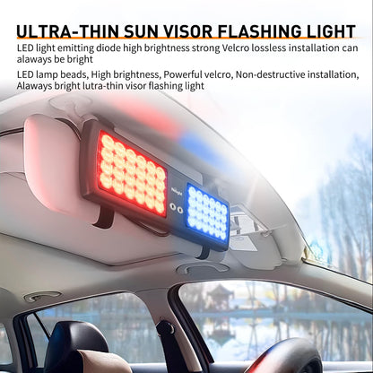 Nilight Red Blue 48LED Visor Strobe Lights Interior Windshield Emergency Warning Light Super Bright LED for Police Enforcement Firefighters Vehicle Trucks