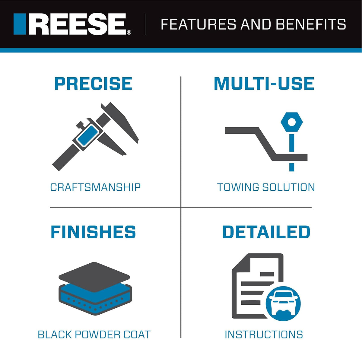Reese Towpower Adaptador de Receptor de Enganche 7020500, Convierte 1-1/4 in a 2 in, 3.5 Libras