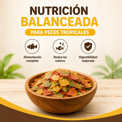 Lomas Alimento en Hojuelas para Peces Tropicales 1 kg, Fórmula con Vitamina C, Realza Colores y Apoya el Sistema Inmune
