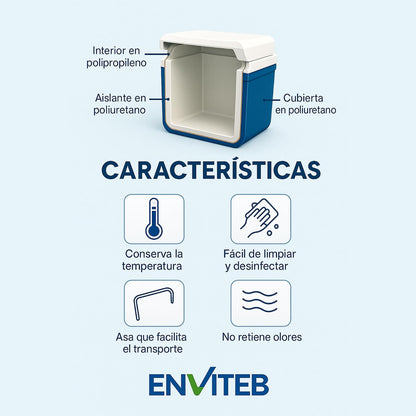Estra Hielera Rígida 4.5L Individual | Escuela, Oficina y Gimnasio | 21x27x21 cm (4.75 QT), libre de BPA, cabe en mochila, casillero o auto, manija ergonómica