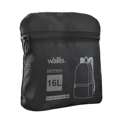 Mochila de viaje plegable 16 L con funda, negro