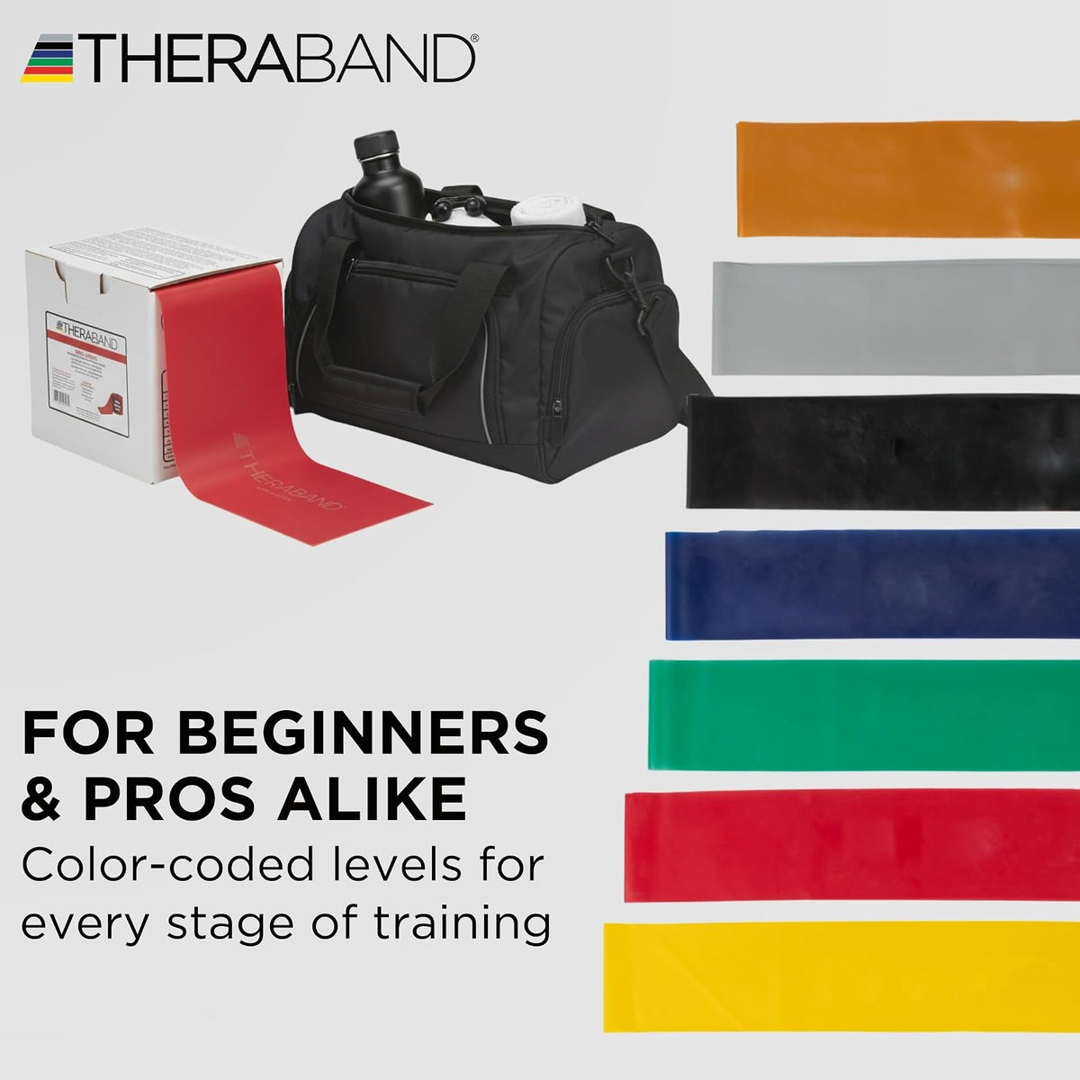 Thera-Band Special 25 Yard-Latex Free Bands, Black | Banda elástica de resistencia para ejercicio, entrenamiento de fuerza, estiramiento y fisioterapia