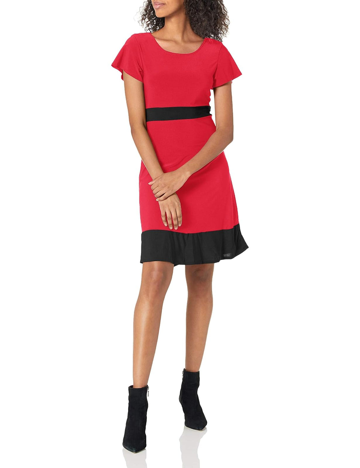 Star Vixen Vestido de Pata de Gallo de Manga Corta para Mujer