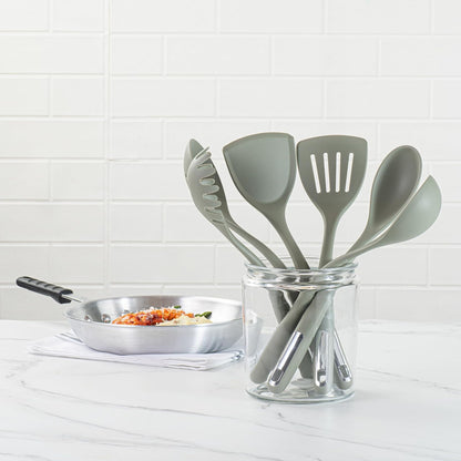Restaurantware-Met Lux Juego de utensilios de cocina, 1 juego de utensilios de silicona, 6 piezas por juego, alta tolerancia al calor, utensilios de cocina de silicona verde, para utensilios de cocina