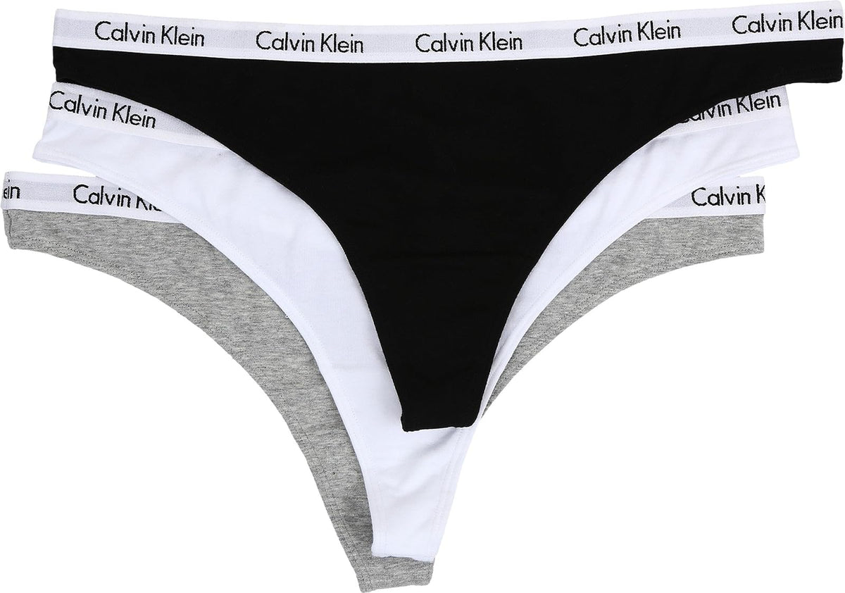 Calvin Klein Tanga de Algodón para Mujer Paquete de 3 - CH - Negro, Blanco, Gris