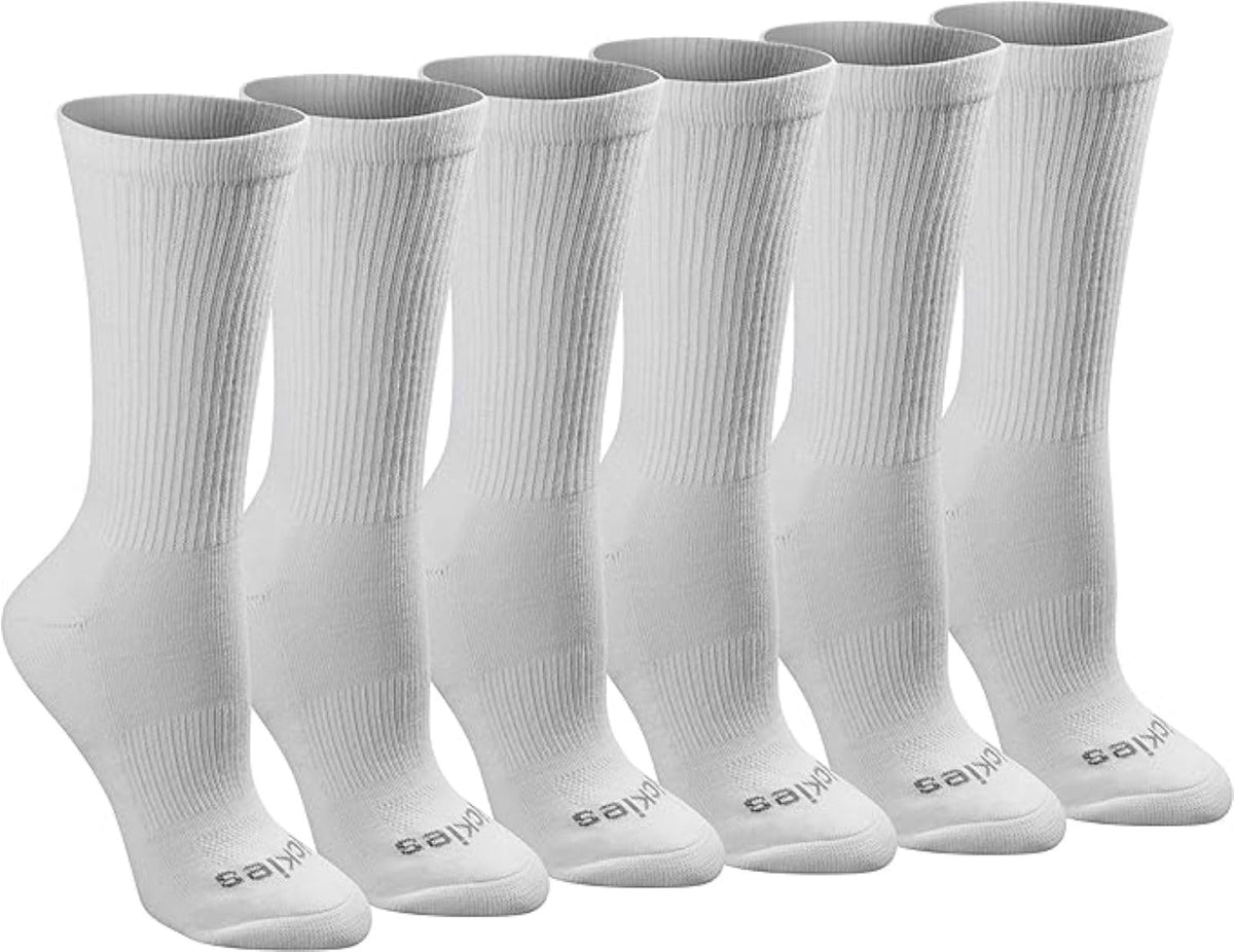 Dickies Dri-Tech Calcetines para Mujer Paquete de 6 - M - Blanco Sólido (6 Pares)