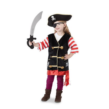 Melissa & Doug Juego de Disfraz de Pirata para el Juego de Roles, Juego de Imitación, Materiales de Alta Calidad, Lavable a Máquina, 55.118 cm alto x 43.18 cm ancho x 10.668 largo