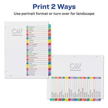 Avery 11844 SSeparador Prediseñado con Pestañas Multicolor Alfabético