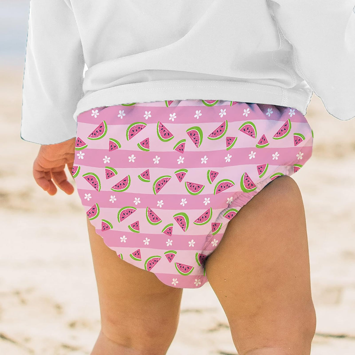 Green Sprouts - Pañal de natación Reutilizable y para niñas pequeñas, Rayas de sandía Rosa Claro, 6-12 Meses de EE. UU, Rosa Claro Sandía Rayas, 6 M to 12 M
