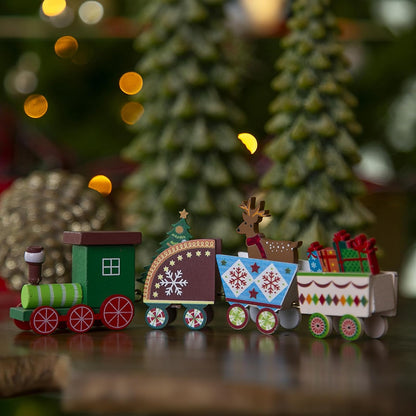 Running Tren Multicolor de 4 Piezas | Decoración de Navidad para Sala, Comedor o Escritorio |Color Verde | 6.5 cm