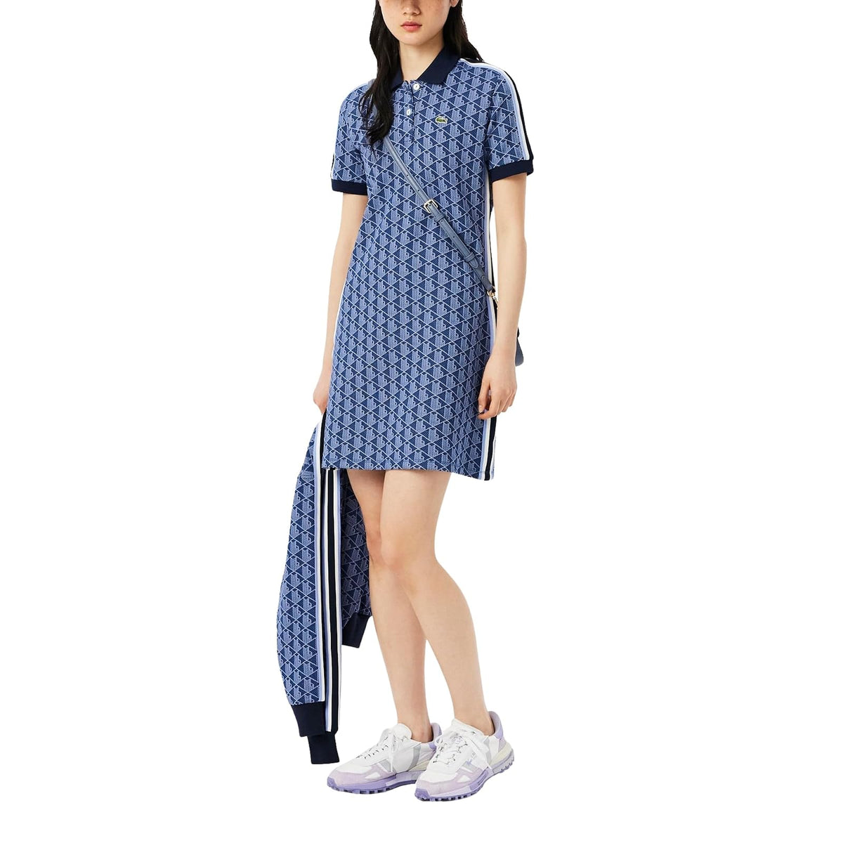 Lacoste Slim Fit Monogram Jacquard Polo Dress Vestido Polo Mujer