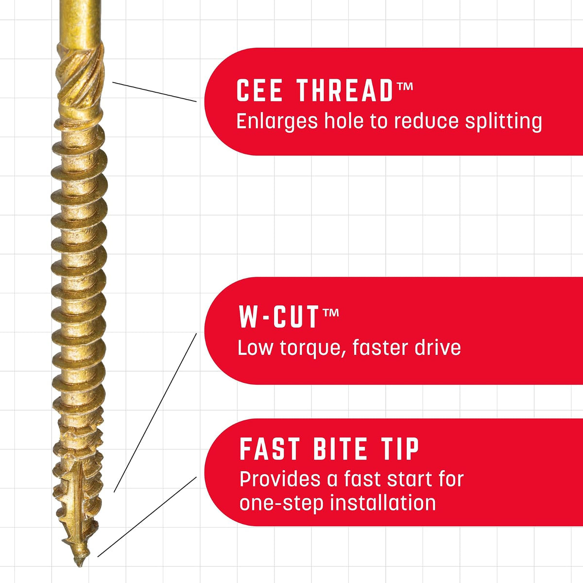 GRK 772691122353 12235 Tornillos estructurales resistentes RSS de 5/16 x 6 pulgadas, 50 unidades, sin tamaño, dorado