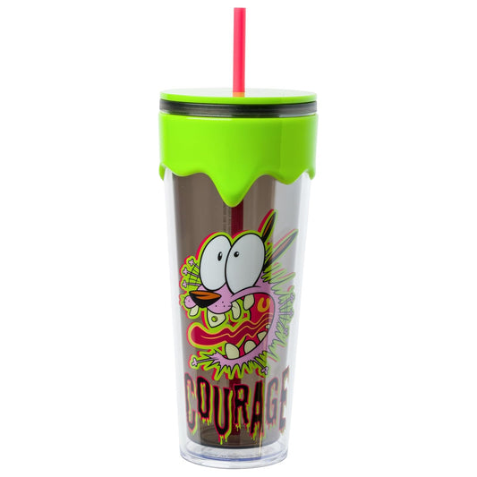 Silver Buffalo Courage The Cowardly Dog Scared Courage - Vaso de plástico para goteo de 26 onzas