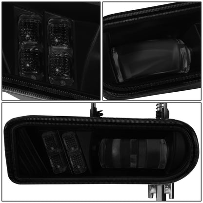 DNA Motoring Par de Luces Antiniebla LED Proyector Compatibles con Chevy Silverado 1500 2500 Suburban Tahoe 1999-2006 Lente Ahumada