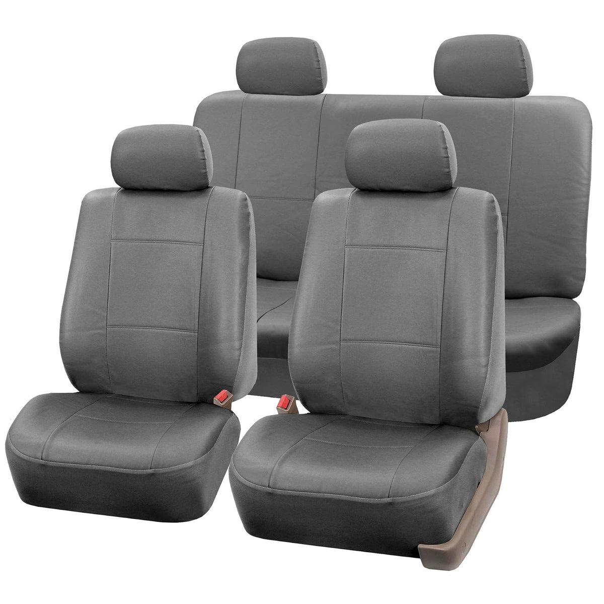 FH-PU005114 Exquisite Leather Car Seat Covers, Airbag Compatible and Rear Split Gray Color