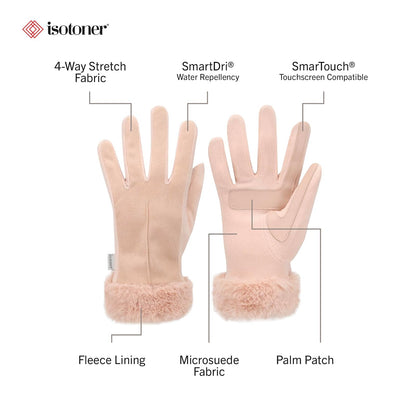 isotoner Mya Guante de microgamuza con puño de piel Guantes Mujer