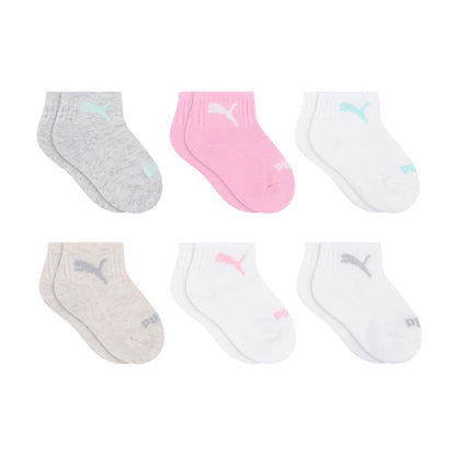 PUMA Paquete de 6 Calcetines Tobilleros para Bebé - 0-12 Meses - Blanco - avena - Brezo fresco - caramelo de algodón