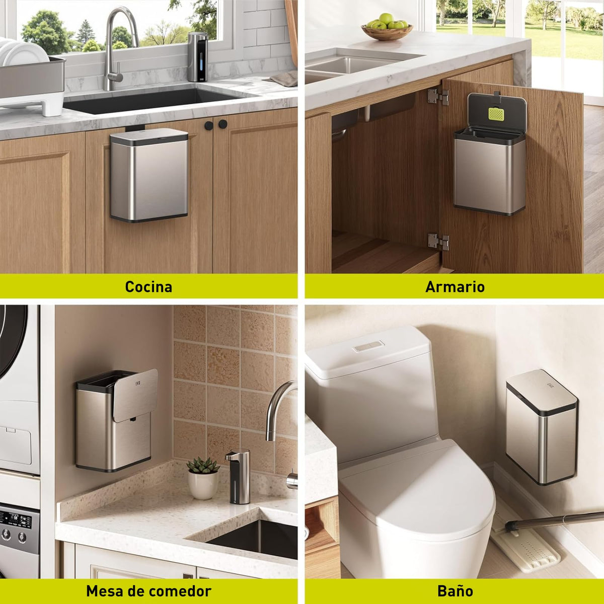 EKO Cubo de Compostaje para Cocina de 7 L, Acero Inoxidable, con Cubeta Interior Extraíble y Compartimento para Desodorizante, Contenedor 2 en 1 para Encimera
