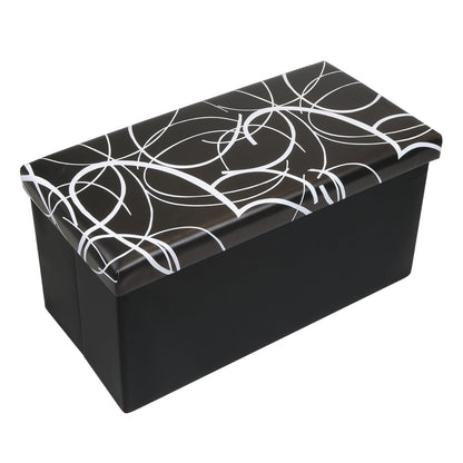 Otto & Ben Caja de Juguetes Plegable con Asiento de Espuma viscoelástica, de Piel sintética, para recámara, otomanos, Banco, reposapiés, 30 Pulgadas, Color Negro