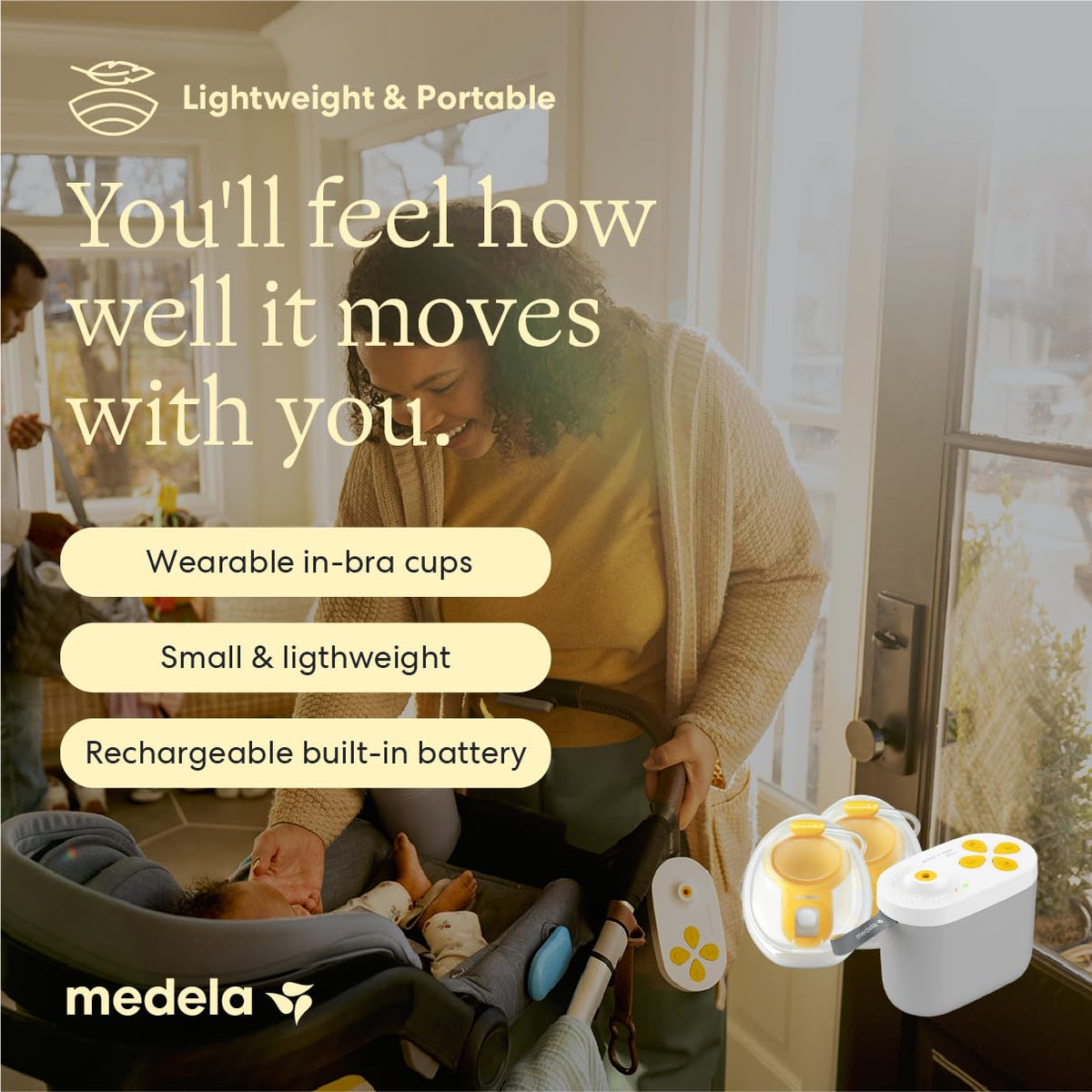 Medela Pump in Style Pro+ - Extractor de leche eléctrico manos libres | Extractor de leche doble portátil, copas de la colección InBra, comodidad anatómica, sin BPA, recargable, portátil, ligero