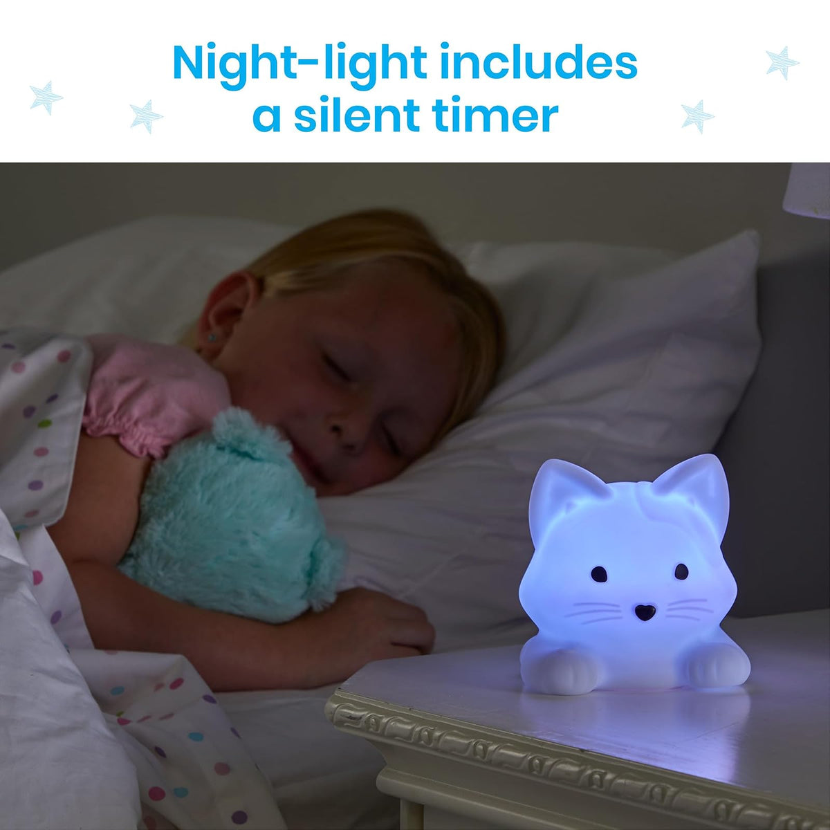 hand2mind Luna The Calming Kitty, Learn Deep Breathing, Rechargeable Animal Night Light, Kids Anxiety Relief, Mindfulness for Kids, Calm Down Corner Supplies, Social Emotional Learning Activities