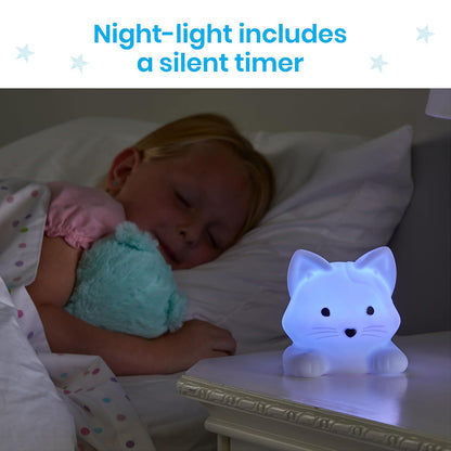 hand2mind Luna The Calming Kitty, Learn Deep Breathing, Rechargeable Animal Night Light, Kids Anxiety Relief, Mindfulness for Kids, Calm Down Corner Supplies, Social Emotional Learning Activities